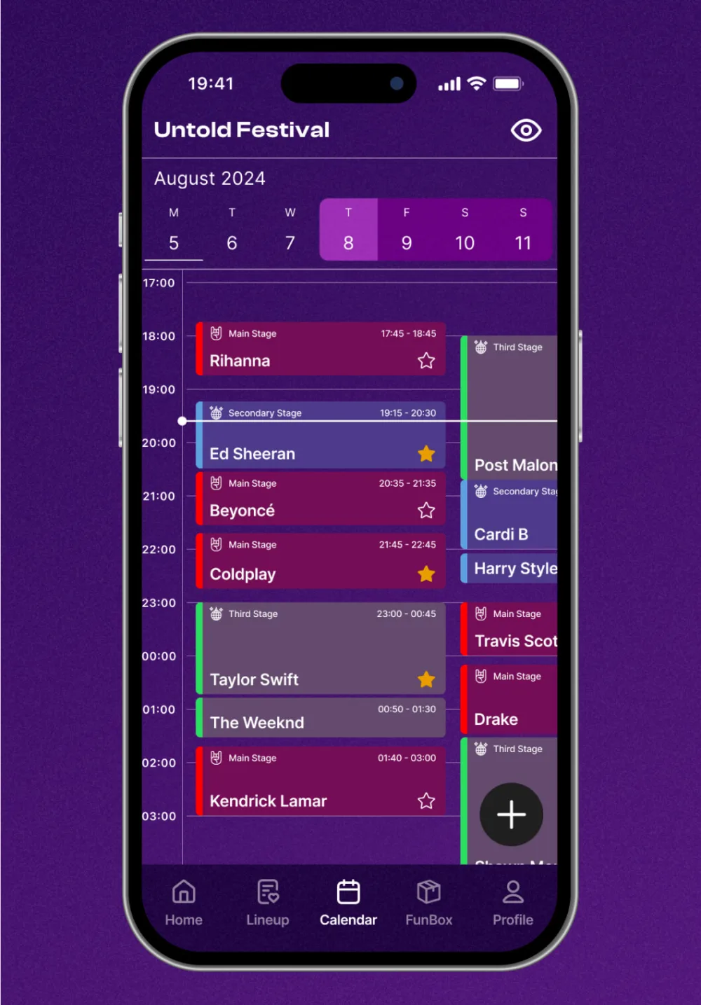 Festivawl festival schedule interface