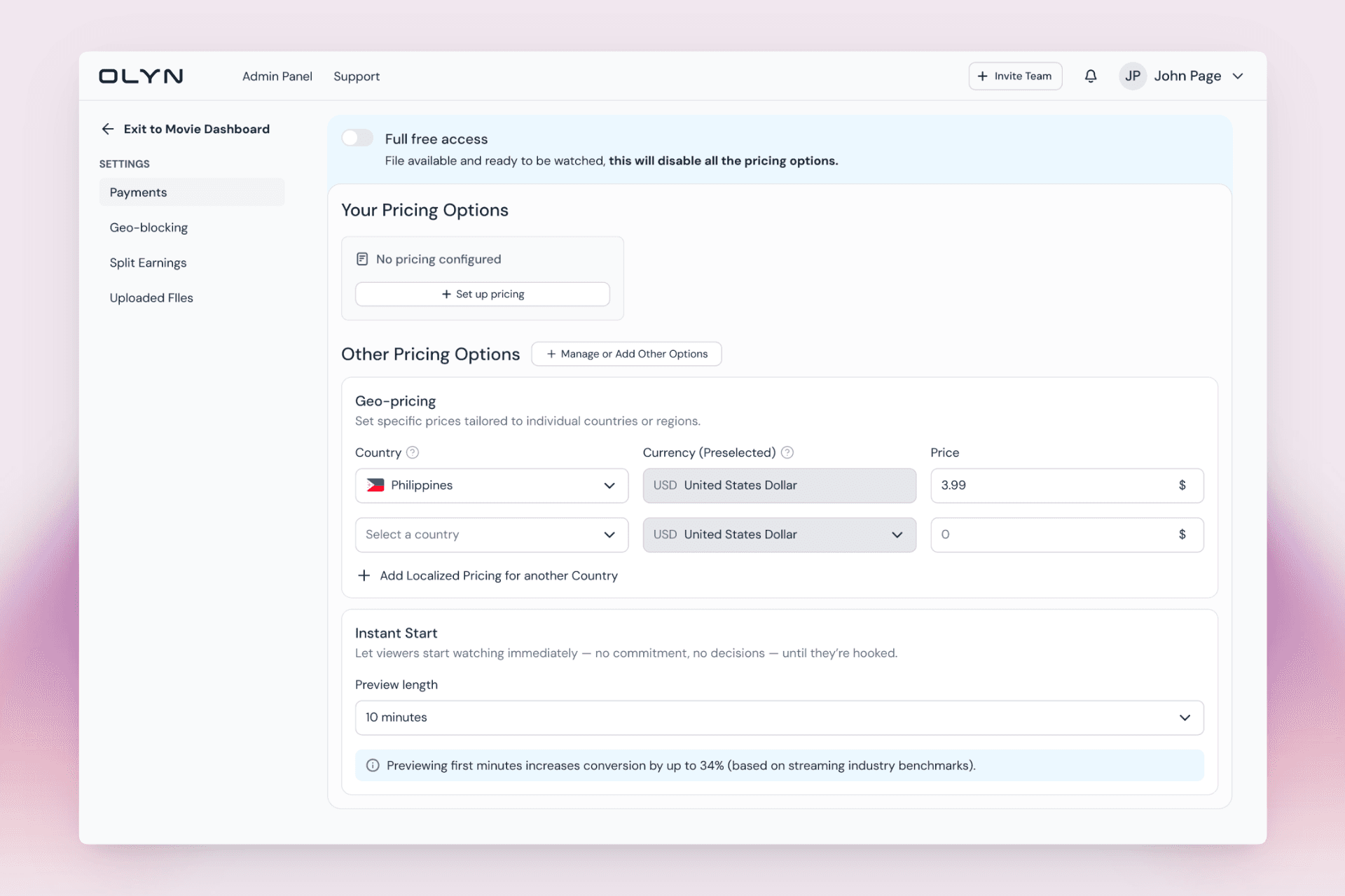 Movie dashboard